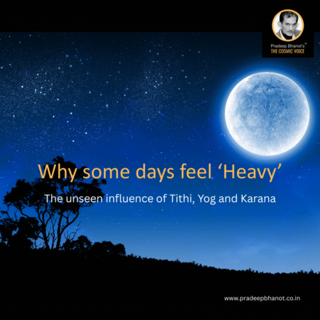 Illustration showing cosmic energies influencing human emotions based on Tithi, Yoga, and Karana from Vedic Panchang – concept by Pradeep Bhanot’s The Cosmic Voice